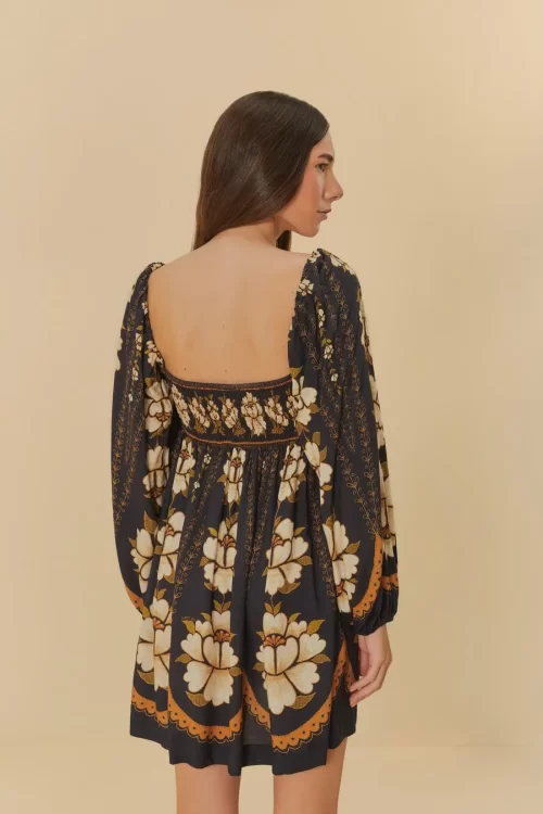 Vestido Curto Estampado Flor Bordada - Image 3