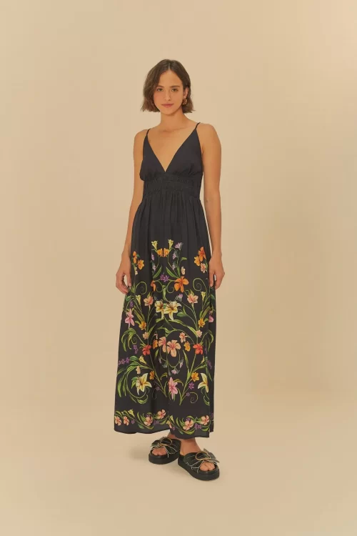 Vestido Longo Estampado Vestida De Flor