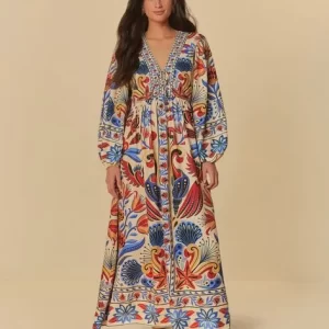Vestido Longo Manga Sonho De Mar