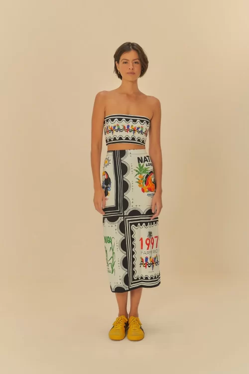 Saia Midi Estampado Nosso Lenço
