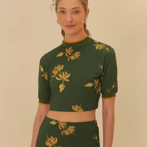 Blusa Retilínea Estampada Brilho De Banana