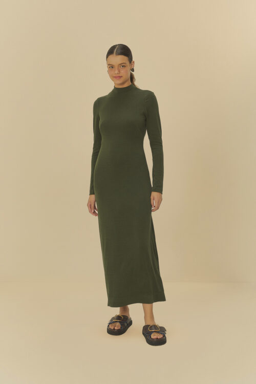 Vestido Golinha Decote Costas Crepe