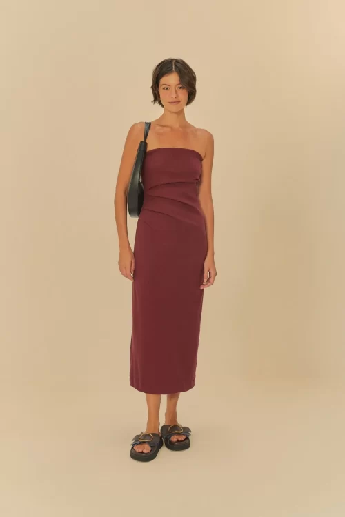Vestido Sem Alça Pregas