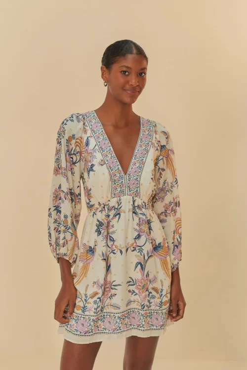 Vestido Curto Lenço Estampado Delicadeza Boho