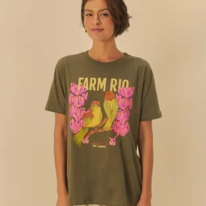 T-Shirt Fit Estampada Farm Rio Passáros