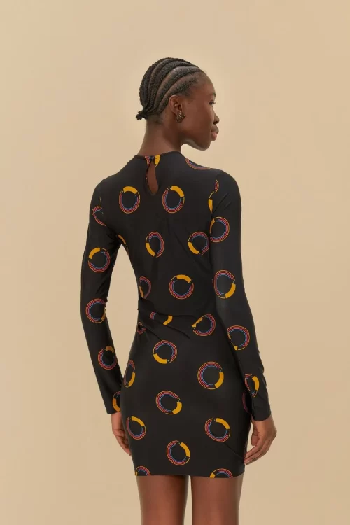 Vestido Curto Manga Longa Estampado Tuca Poá - Image 3