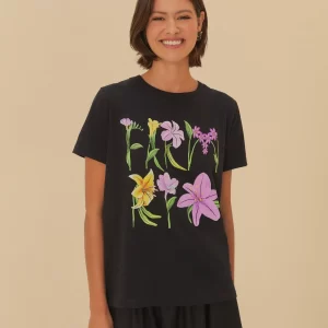 T-Shirt Fit Estampada Farm Rio Flores
