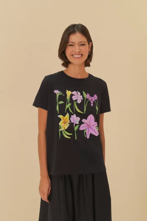 T-Shirt Fit Estampada Farm Rio Flores