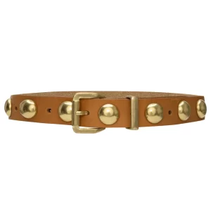 Cinto Feminino Couro Bolas Quadril - Marrom