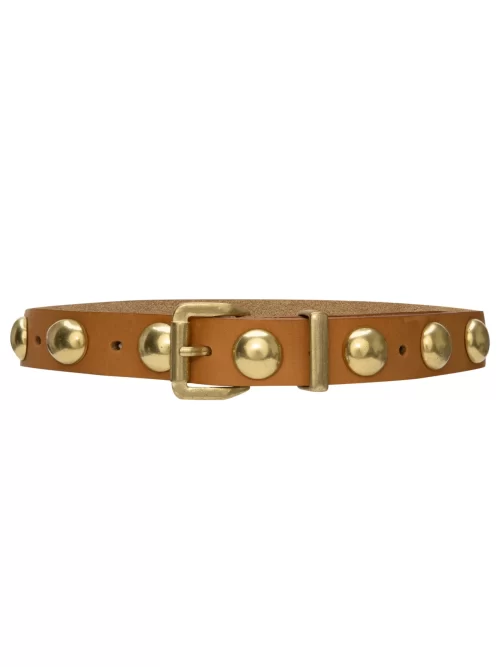 Cinto Feminino Couro Bolas Quadril - Marrom