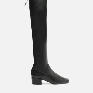Bota Over The Knee Preta Bico Quadrado