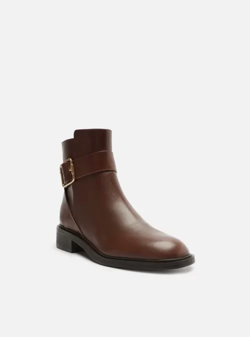 Bota Marrom Couro Cano Curto Tira Fivela - Image 3