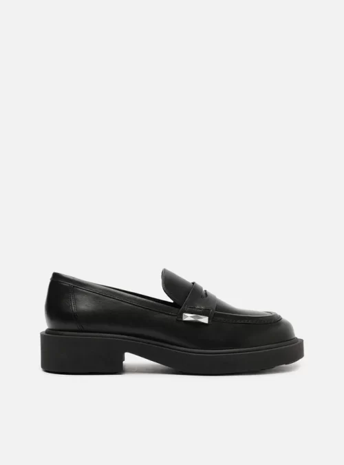 Mocassim Preto Couro Bloco Tira Detalhe - Image 2