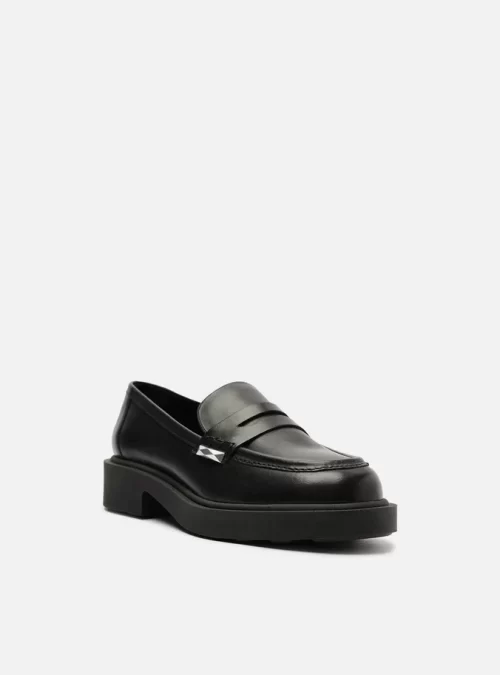 Mocassim Preto Couro Bloco Tira Detalhe - Image 3