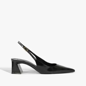 Scarpin Slingback Rhonda Mid Verniz Preto