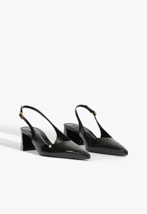 Scarpin Slingback Rhonda Mid Verniz Preto - Image 2