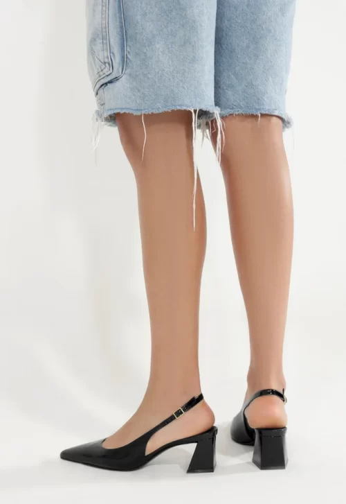 Scarpin Slingback Rhonda Mid Verniz Preto - Image 5