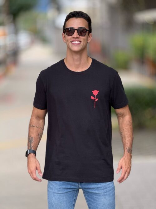 T Shirt Vintage Rose STC - preto