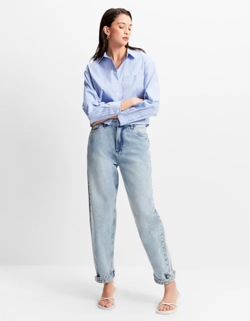 Camisa crooped listrada - Image 4