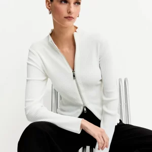 Cardigan tricot zíper cursor duplo