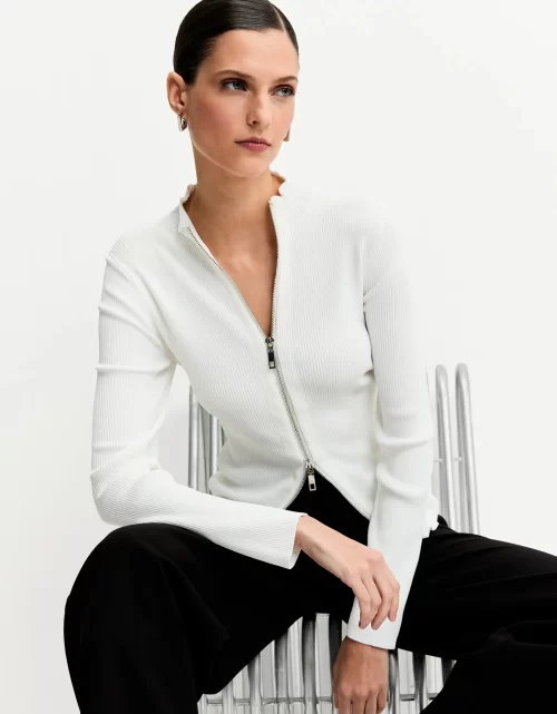 Cardigan tricot zíper cursor duplo