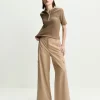 Blusa tricot bicolor zíper bege 360