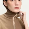 Blusa tricot bicolor zíper bege 360 - Imagem 3