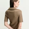 Blusa tricot bicolor zíper bege 360 - Imagem 5