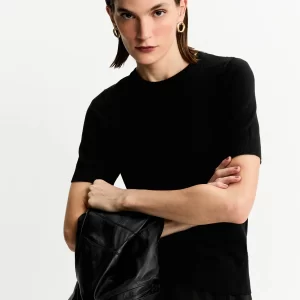 T-shirt tricot básico preto