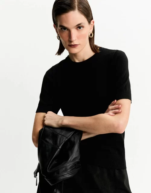 T-shirt tricot básico preto