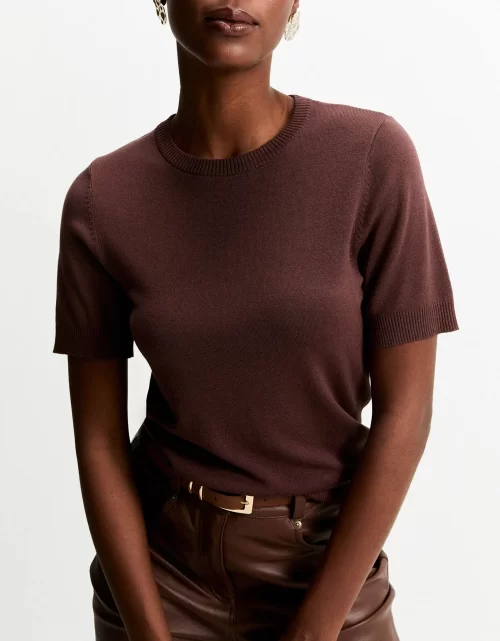 T-shirt tricot básico marrom