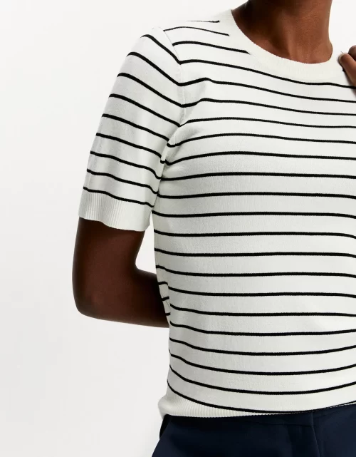t-shirt tricot básico listrada off white - Image 2
