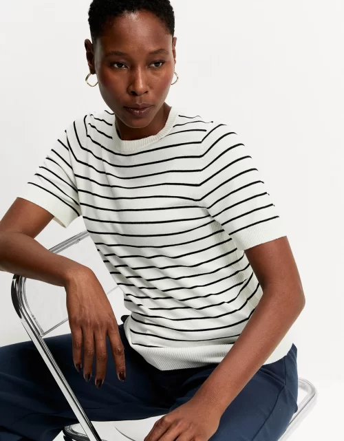 t-shirt tricot básico listrada off white - Image 4
