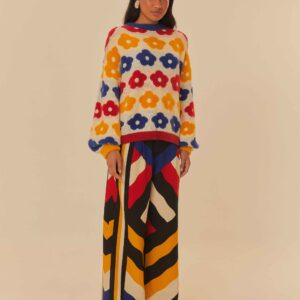 PULL TRICOT PELINHO FLOR