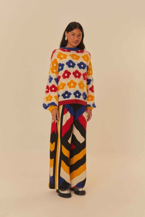 PULL TRICOT PELINHO FLOR