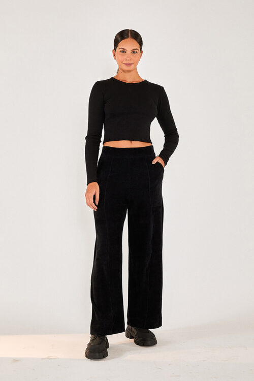 BLUSA ML BASICA RIB - PRETO