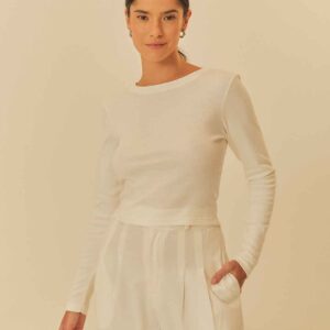BLUSA ML BASICA RIB - OFF WHITE