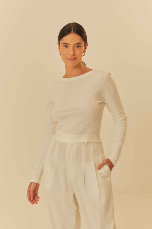 BLUSA ML BASICA RIB - OFF WHITE