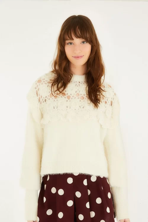 Pull Tricot Artesanal Pala Crochê