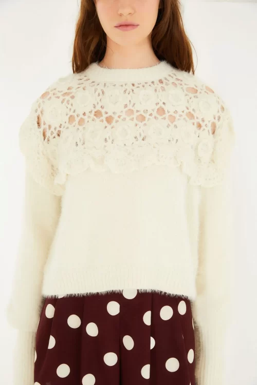 Pull Tricot Artesanal Pala Crochê - Image 2
