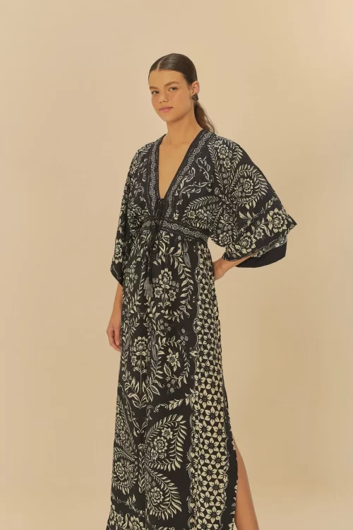 Vestido Longo Manga Estampado Borbolina - Image 2