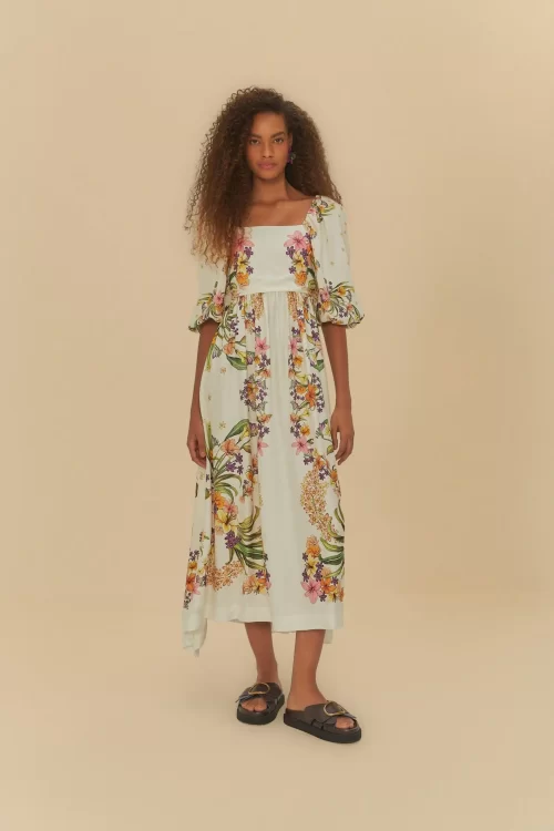 Vestido Cropped Lenço Passáro Em Flor