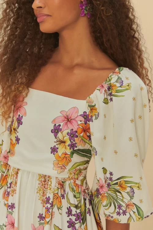 Vestido Cropped Lenço Passáro Em Flor - Image 3
