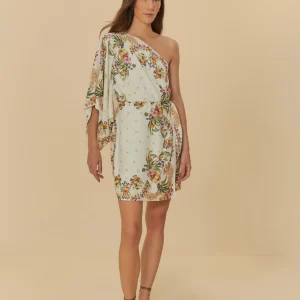 Vestido Curto Lenço Estampado Passáro Em Flor