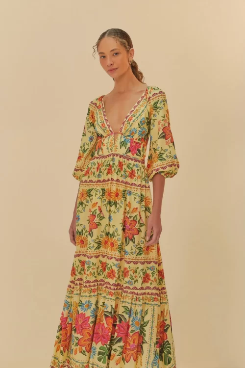 Vestido Longo Manga Estampado Delicadeza Em Flor - Image 2