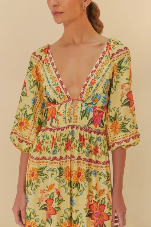 Vestido Longo Manga Estampado Delicadeza Em Flor - Image 3