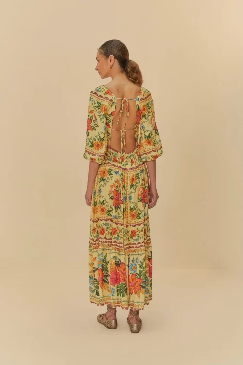 Vestido Longo Manga Estampado Delicadeza Em Flor - Image 4
