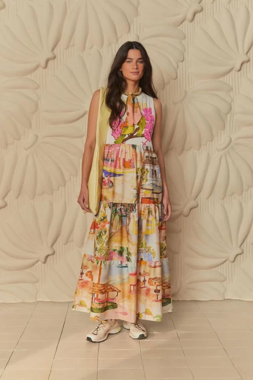 Vestido Cropped Estampado Farm Rio Passáros