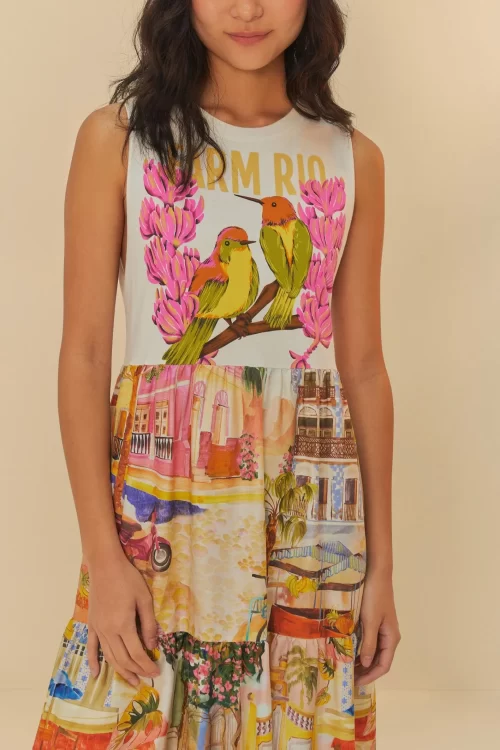 Vestido Cropped Estampado Farm Rio Passáros - Image 2