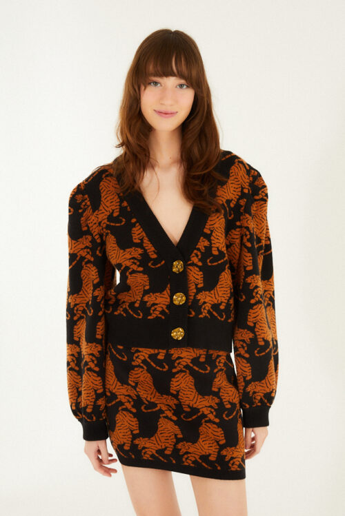 CARDIGAN CURTO TRICOT TIGRES COPACABANA